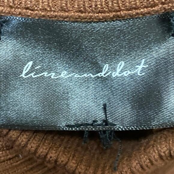 Line and Dot Brown Rib Knit Mock Neck Long Sleeve Mini Bodycon Sweater Dress S - Picture 3 of 3